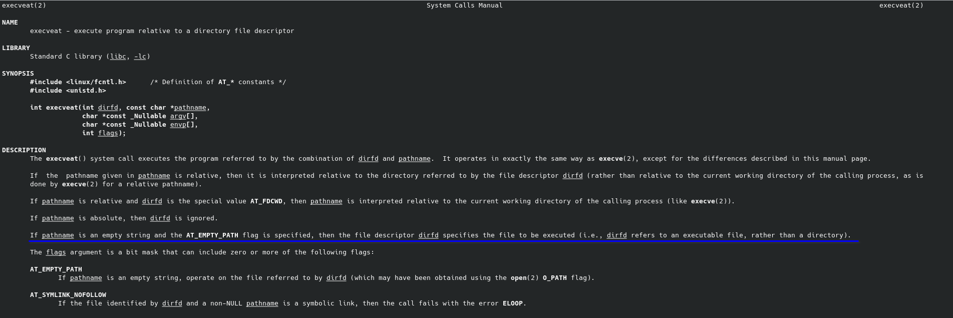 execveat man page