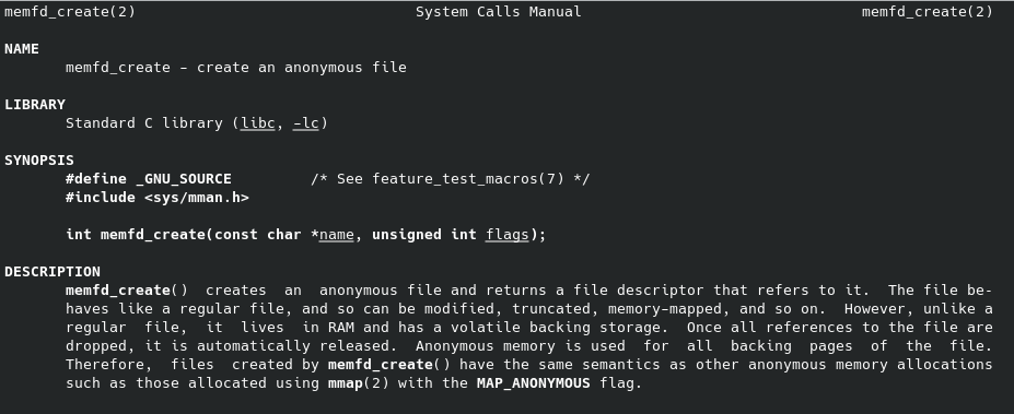 memfd_create man page